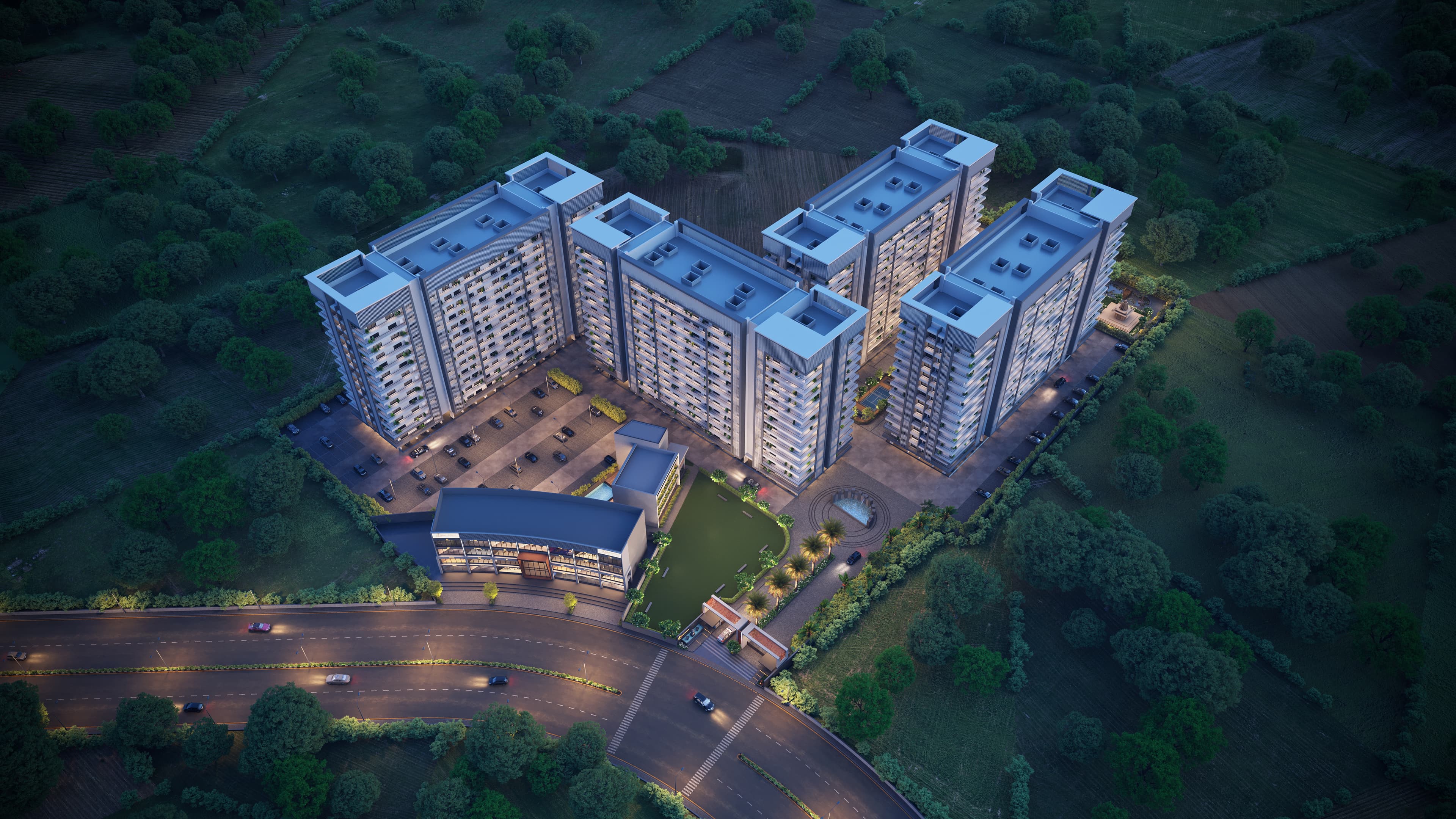 Aerial night view