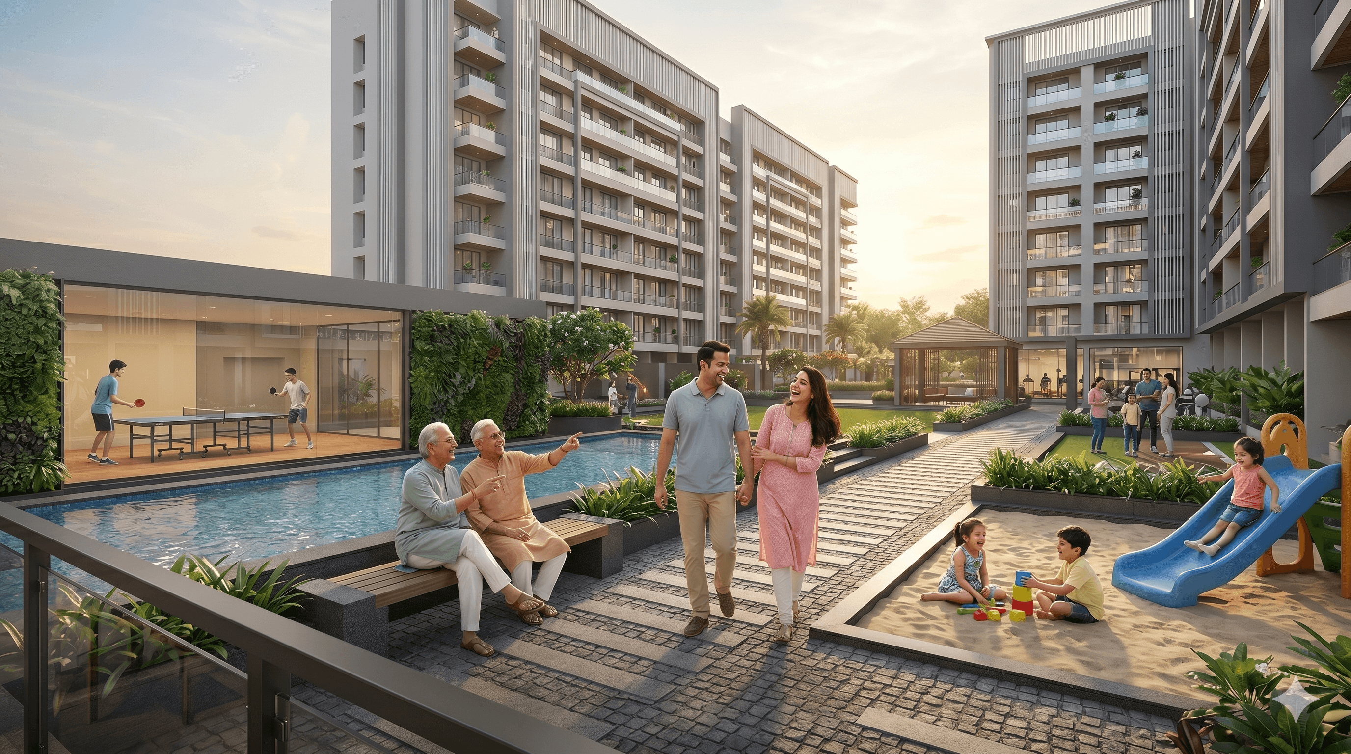 Families enjoying life at Shubh Kamna Heights